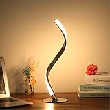 HMAKGG 6W LED Tischlampe Dimmbar, Moderne Spiral Tischleuchte mit Schalter, Nachttischlampe Mit 1.5M Kabel, 3 Farbtemperatur Nachtlicht Für Wohnzimmer Büro Dekoration, Nachtlampe Schlafzimmer, Chrom…