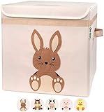 elb finesse ® Aufbewahrungsbox Kinder I süße Bauernhof Motive I extra stabile Spielzeugkiste mit Deckel für Kinderzimmer I Spielzeug Box zur Aufbewahrung I Ordnungsbox (Harry Hase)