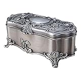 wangYUEQ Aufbewahrungsbox Tragbare Flanell Futter Schmuck Boxen Europäischen Stil Kreative Dreidimensionale Muster Schmuck Organizer Metall Handwerk Retro Schmuckk