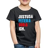 Spreadshirt Die DREI Fragezeichen Justus & Peter & Bob & Ich Kinder Premium T-Shirt, 134-140, Schw