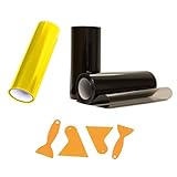 Binjor 6Pcs Scheinwerfer Folie Auto Tönungsfolie 30 * 120cm Aufkleber selbstklebend gelb hellschwarz Vinyl Film Auto-Licht-Aufkleber Dekor Fachmann Folienschaber W