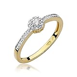 Damen Solitär Versprechen Ring Verlobungsring Antragsring 585 14k Gold Gelbgold natürlicher echt Diamant B