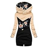 Mymyguoe herbstmantel Damen Langarm Winddicht Outwear Damen Übergangsjacke Mode Drucken Stoffjacke Herbst Winter Outdoorjacke mit Einstellbarer Kordelzug Mäntel Leicht Parka Lang