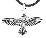 Kiss of Leather zierlicher Raben Anhänger aus 925 Sterling Silber mit Baumwollb