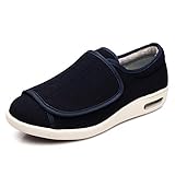 KKOO Diabetiker-Schuhe FüR Damen Herren,Weite Fußschwellung Wanderschuhe, verstellbare Klettschuhe-blau_41,Orthopädische Diabetiker-Hausschuhe M