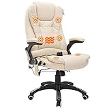 HOMCOM Bürosessel Bürostuhl Chefsessel Gamingsessel Massagesessel 6 Punkt Vibrations Massage mit Wärmefunktion drehbar (Beige)