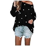 Stern Print Tunika Tops Bluse Damen Oberteile Elegant Sexy Tops Lose O-Ausschnitt Strickpullover Langarm Langarmshirt Star Print Sommer Hemd Casual Shirt Rundhals FrüHling Pullover Basic Top