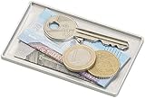 Xcase Coin Case: Geld- und Schlüssel-Einschubfach für Kreditkarten-Etuis, silbern (Slim Wallet Münzfach)