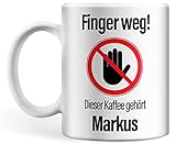 Tasse personalisiert mit Namen, Finger weg! Dieser Kaffee gehört Wunschnamen, personalisierte Kaffeetasse mit Wunsch-N