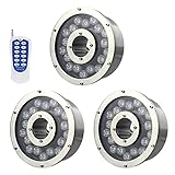 HJSLF LED-Ring-Brunnen-Licht 18 W IP68 Wasserdicht 12 V / 24 V Bunte Farbwechsel-Landschaftsscheinwerfer Geeignet für Unterwasser (Color : RGB+12 Key Remote Control, Size : 12v)