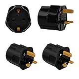 Incutex 2X Reisestecker UK GB England Travel Adapter EU Schuko 2-Pin auf UK 3-Pin Reise Steckdosenadapter Typ G, schw