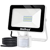 MEIHUA 15W LED Strahler mit Bewegungsmelder 1500LM Superhell Außenstrahler, 6000K Tageslichtweiß Scheinwerfer, IP66 Wasserdicht LED Fluter, LED Scheinwerfer für Garten, Innenhöfe, Garage, H