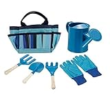 hamacy Kinder gartenwerkzeug-Set,Kinder Sandspielzeug Set, Gartengeräte Spielset für Kinder für den Strand/Garten für Inklusive Gießkanne, Schaufel, Rechen, Gabel, Handschuhe B