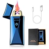 Gohytal USB Elektronische Feuerzeug, Elektro Arc Lighter, Touchscreen Elektro Feuerzeug LED Dual Lichtbogen Winddicht Elektronische Feuerzeug Plasma Feuerzeug für Männer Damen Geschenk (Blue)