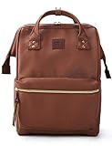 Kah&Kee Leder Rucksack Wickeltasche mit Laptopfach Travel School für Damen (Braun, Groß)