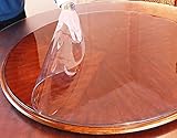 ZZeng RS Transparente Tischdecken-Schutz, transparente PVC-Tischdecke, wasserdicht, rutschfest, Kunststoff, kratzfest, rund, 130