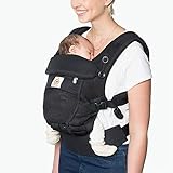 Ergobaby Babytrage für Neugeborene ab Geburt, 3in1 Adapt Cool Air Mesh Babybauchtrage Rückentrage, Onyx Black, BCPEAPBL