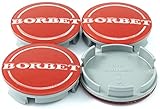 4x Original Borbet Nabendeckel | Felgendeckel | Nabenkappe Rot Center Cap 55mm NEU!