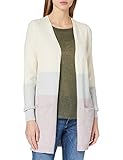 ONLY Damen ONLQUEEN L/S LONG CARDIGAN KNT NOOS Strickjacke, Ecru/Stripes:W. JADELITE & WOOD ROSE MELANGE, XL