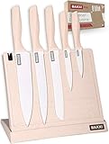 BAXXI 5 Kochmesser Starterset Messerset Single WG Messer Schneidebrett Messerblock Küchenmesser Kunststoff Magnetisch Magnetleiste Messer Profi Set Scharfes Edelstahl Selbstschärfend Scharfe Kling