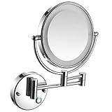 spiegel led makeup, Wandhalterung LED Beleuchtet Makeup Mirror 5x Lupe Sn Sn Rasierspiegel doppelseitige Runde Badezimmer Waschtischspiegel Schwenkbar ausfahrbarer kosmetischer Spiegel, verborgene I