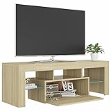 Fest-night TV-Lowboard mit LED Beleuchtung Fernsehschrank TV-Schrank Fernsehtisch HiFi-Schrank TV Tisch TV Board TV Möbel Moderne TV-Kommode Sonoma-Eiche 120x35x40