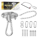 NEU Luxury4Home Premium 100% EDELSTAHL Deckenhaken mit Verlängerungskette und Eisensäge | Deckenhaken Hängesessel | Aufhängung Boxsack | Boxsack Halterung | Schwerlast Deckenhak