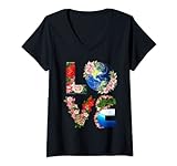 Damen Tag der Erde - Rette die Liebe der Welt T-Shirt mit V