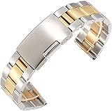 JZDH Uhren Zubehör Watch Strap Massiv Full Edelstahl Uhrenarmband Armbanduhr Frauen Riemen Herrenuhr Zubehör 16 18 20 22 24 26 28 26 30mm (Color : Silver Gold, Size : 26mm)