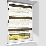 Doppelrollo klemmfix ohne Bohren, Duo Rollos für Fenster & Tür mit Bohren,Weiß Creme Braun 100x140cm (BxH), Fensterrollo lichtdurchlässig & verdunkelnd, Klemmrollo Sonnenschutz & S