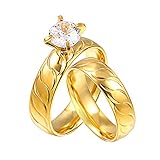 ANAZOZ Ring Paare Ring Unisex 1 Paar Kristall Runde Ringe Edelstahl Paare Ringe Gold Paarring