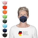 elasto 10x FFP2 Masken CE Zertifiziert 2233 Made in Germany 5-lagig FFP2 Atemschutzmasken hygienisch verpackt Mundschutzmaske Partikelfiltermaske mit Vlies farbig (10x Dunkelblau)