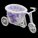 WEIWEITOE Kunststoff Büro Schlafzimmer als Geschenk der Rattan Dreirad Fahrrad Blumenkorb Garten Hochzeit Dekoration Mini Utility Cart, lila,