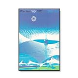 MXIBUN Das Gymnastikplakat der Olympischen Spiele 1972 in München Home Decor Gemälde Aquarell Bogenschießen Schwimmen Leinwanddruck Vintage Wandbilder 24 x 36 Zoll No F