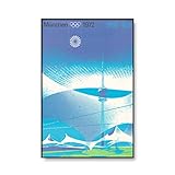 MXIBUN Das Gymnastikplakat der Olympischen Spiele 1972 in München Home Decor Gemälde Aquarell Bogenschießen Schwimmen Leinwanddruck Vintage Wandbilder 24 x 36 Zoll No F