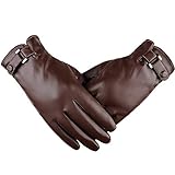 Herren Winter Lederhandschuhe, Touchscreen Handschuhe Outdoor Sports Handschuhe Leder Winter Handschuhe für Fahren Motorrad Radfahren, B