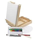 Paintersisters Malset Paris mit Tischstaffelei, 12 Acrylfarben, Pinselset + Keilrahmen - 20-teilig, Utensilienkoffer,