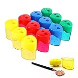 12 Stücke Oval Bleistift Spitzer, Bleistift Spitzer, Spitzer, Hälter Anspitzer, Kinder Pencil Sharpener, Anspitzer, Doppel Loch Oval, für Kinder Schule Zuhause Büro B