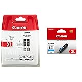 Canon Tintenpatrone PGI-550 XL PGBK - schwarz Black 15 ml für PIXMA Drucker ORIGINAL & CLI-551 XL C Druckertinte - Cyan hohe Reichweite 11 ml für PIXMA Tintenstrahldrucker ORIGINAL