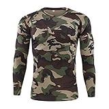 Yowablo Tshirts Herren Tshirt Herren Oberteil Sommer T-Shirts Herren Outdoor Schnelltrocknende Tarnung Langarm Tops Bluse (L,2Tarnen)