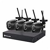 EXCLVEA Funk Überwachungskamera Set 4 STÜCKE 4CH 720P NVR DVR 1.0MP IR Draussen P2P W-LAN IP Überwachungskamera-Videoüberwachung für Indoor Outdoor (Farbe : Black, Size : One Size)