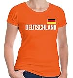 buXsbaum® Damen Girlie T-Shirt Deutschland Germany Allemagne Alemania Europa | Ländershirt Trikot Flagge Reise | M, Orang