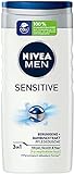 NIVEA MEN Sensitive Pflegedusche (250 ml), erfrischendes und pflegendes Duschgel mit Bambusmilch, feuchtigkeitsspendende Dusche für empfindliche M
