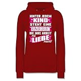 Sonstige Berufe - Hinter jedem Kind Steht eine Erzieherin - XXL - Rot - Statement - JH001F - Damen Hoodie und Kapuzenpullover für F