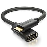 deleyCON 0,2m USB 2.0 OTG Adapter Stecker Typ 3.1 C auf A Datenkabel für z.B. Smartphone Tablet  USB Stick USB Festplatte - Schw