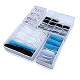 Abin Living Kleiderschublade Organizer – Kleiner Organizer, Schublade Aufbewahrung Organizer für Unterwäsche, BH und Socken, Falten und Reißverschluss zum Aufbewahren, weiß
