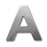 Metall-Buchstabe “A” aus gebürstetem Edelstahl – Höhe 4cm – Hausnummer, Zimmerbeschriftung, Bürobeschriftung, Türsymbol, Wandbeschilderung – rostfrei und selbstklebend ohne b