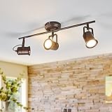 Lindby LED Deckenleuchte 'Cansu' (Landhaus, Vintage, Rustikal) in Braun aus Metall u.a. für Wohnzimmer & Esszimmer (3 flammig, GU10, inkl. Leuchtmittel) - Lampe, LED-Deckenlampe, Deckenlamp