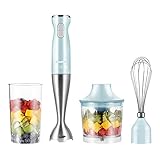COMFEE' Immersion Stabmixer aus gebürstetem Edelstahl, 2-Gang-Mehrzweck-Stiftmixer mit 550 Watt, 600 ml Rührbecher und Schneebesen, perfekt für Babynahrung, Smoothies, Saucen und Suppen, Grü
