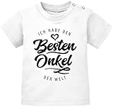 MoonWorks® Baby T-Shirt Kurzarm Babyshirt Ich Habe den besten Onkel der Welt Spruch Geschenk Jungen Mädchen weiß 80/86 (10-15 Monate)